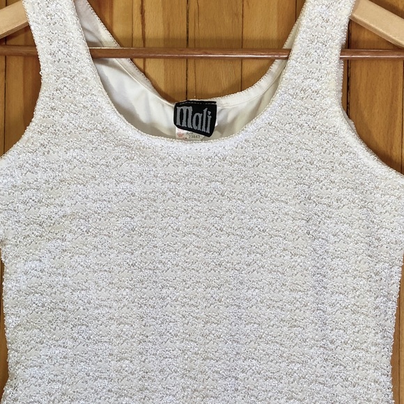 Vintage 90s white textured bodycon tassel dress - Picture 2 of 6